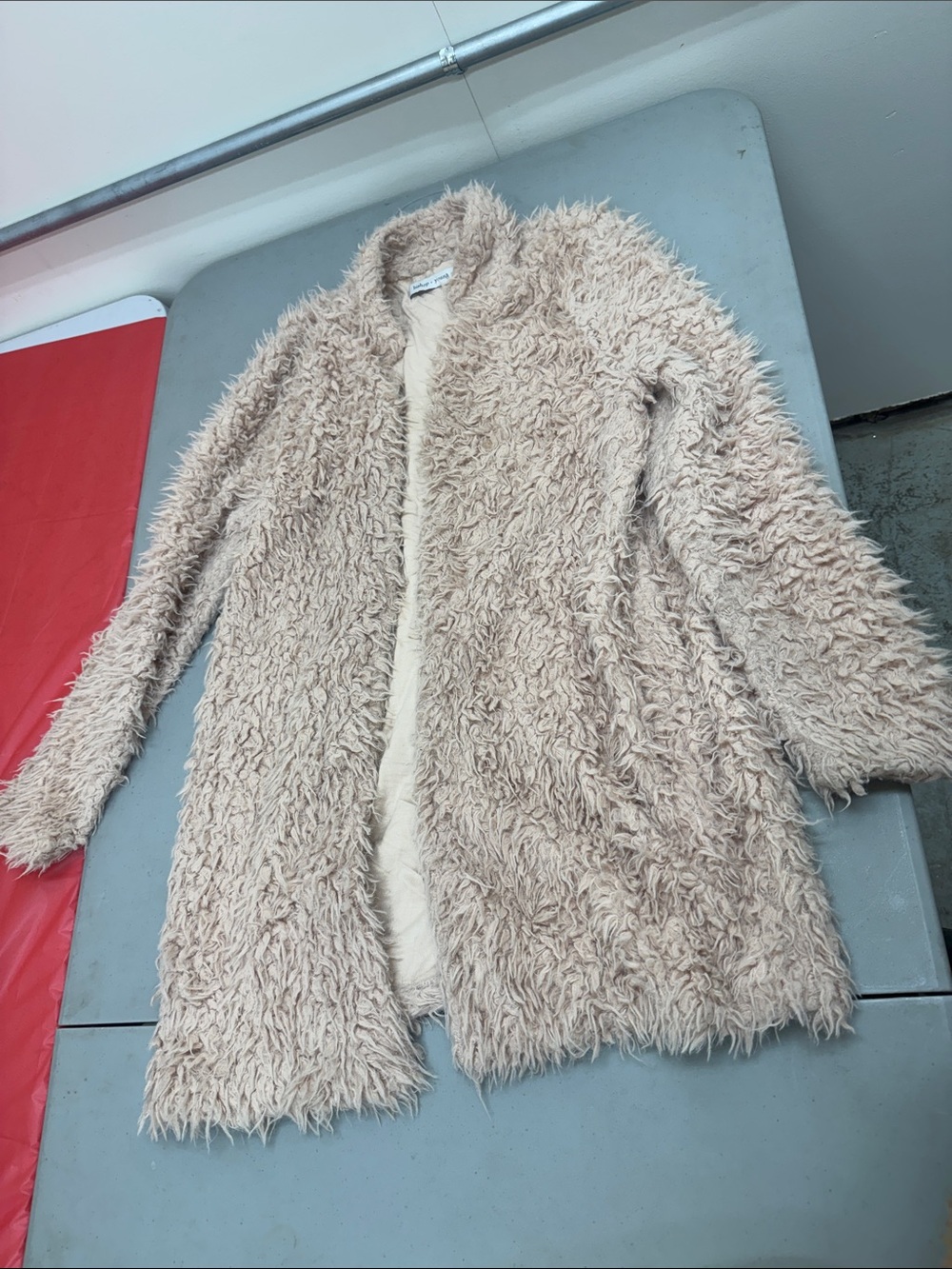 bishop + young Plush Faux Shearling Teddy Coat in Beige